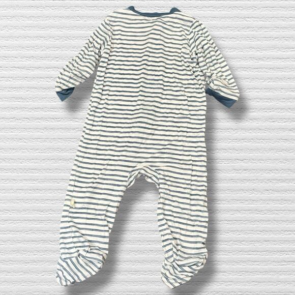 Milkberry Baby Sleeper 6–9M Blue White Stripe Bamboo Zip Footed Pajamas - Picture 4 of 4